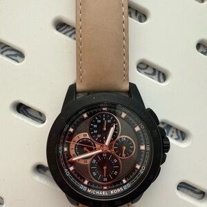 Michael Kors Black and Tan Chronograph Watch